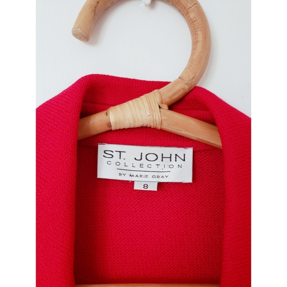 Vintage St. John Red Military Style Cardigan/Coat - Picture 6 of 11